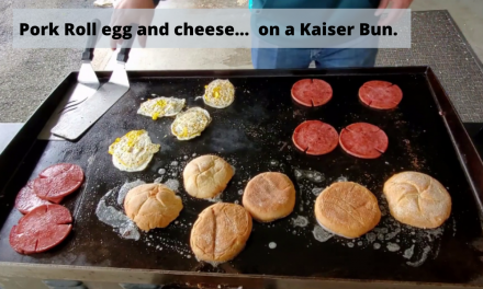 Pork roll egg and cheese on a kaiser bun – on the Blackstone Griddle