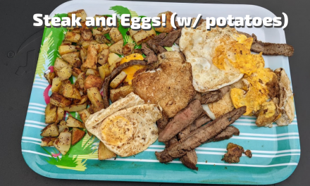 Steak and Eggs (and potatoes) for dinner on the Char-Griller Flat Iron Griddle!