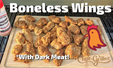 Boneless Wings made from Chicken Thighs on the Char-Griller Akorn Kamado Grill!